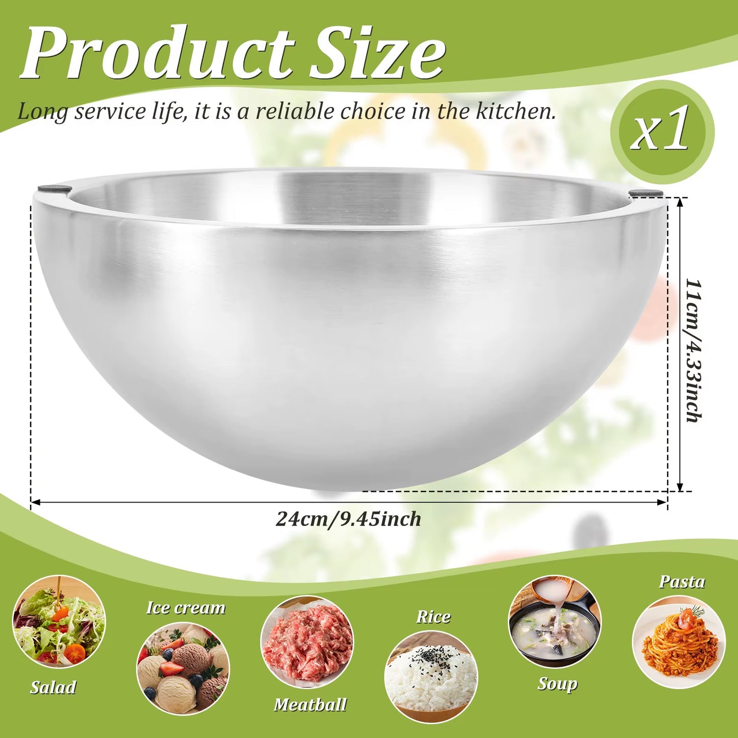 Stainless Steel Salad Bowls Egg Flour Mixing Basin Fruit Vegetable Noodle Container for Kitchen Tableware Baking Tool