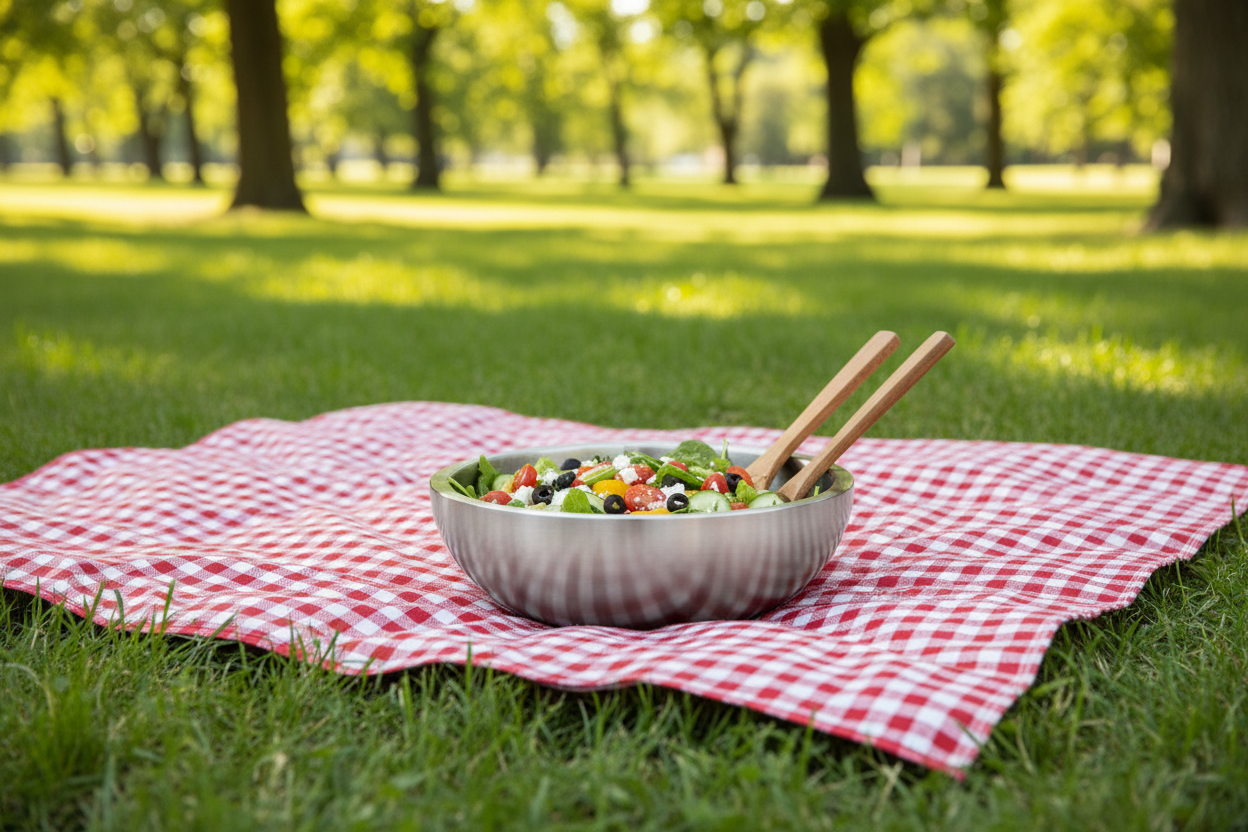 Five product reviews of a kitchen bowl with various items inside on a white background.